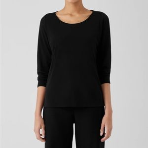 Eileen Fisher Stretch Silk Jersey Scoop Neck Top
